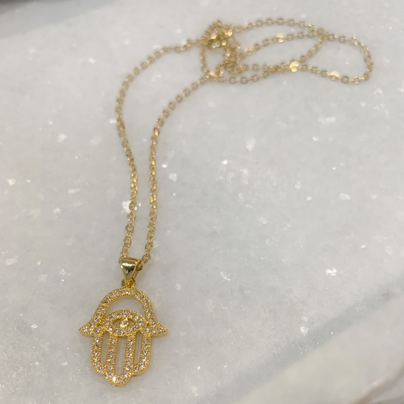 🎉HP🎉 Hamsa Hand Evil Eye Necklace | Gold Filled - Picture 2 of 5